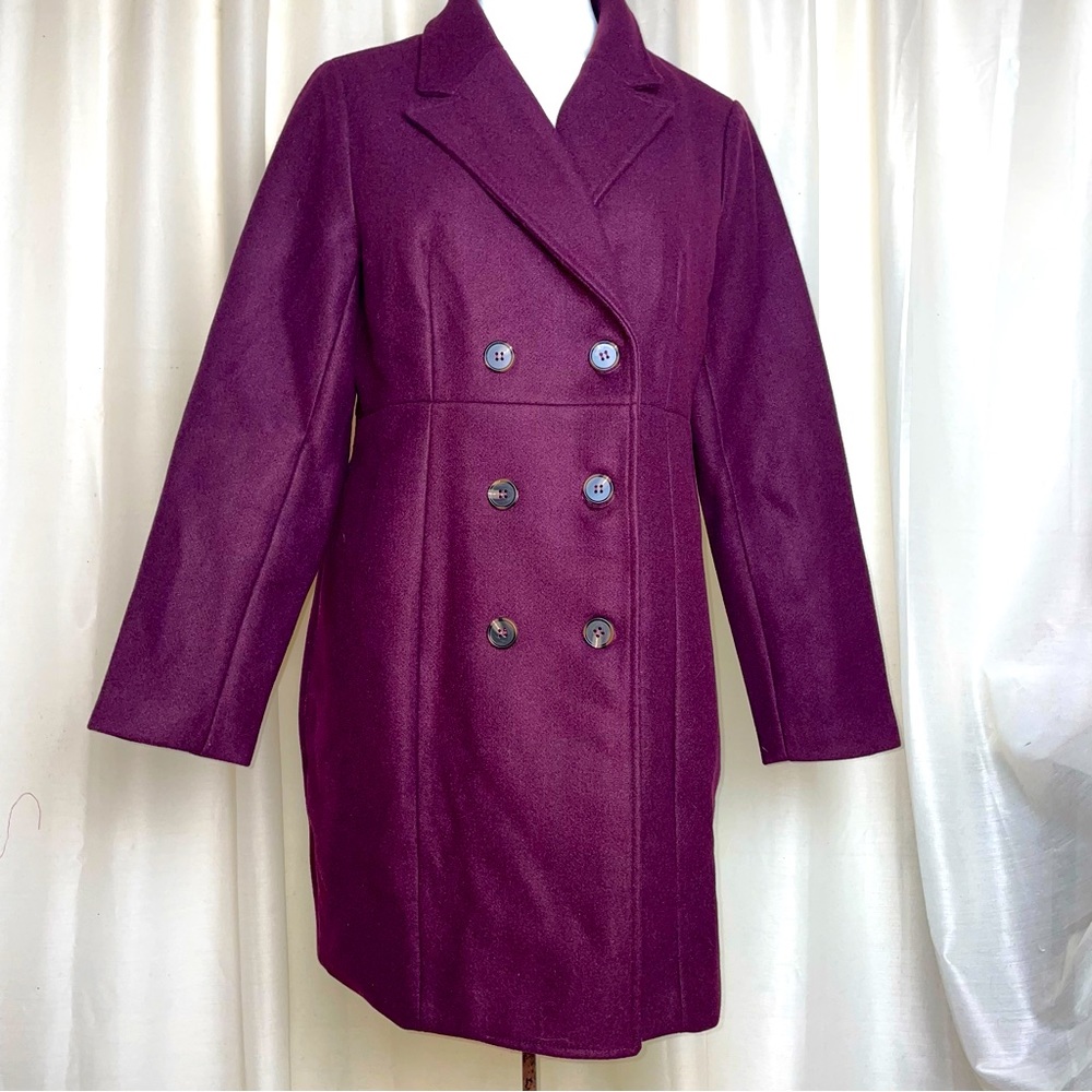 Allegra K Women's Purple Pea Coat